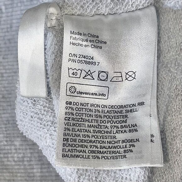 HM Sweatshirt Big Boys Size 14 Embroidered Patches Long Sleeve Crew Neck Gray - Picture 8 of 9